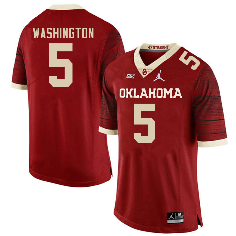 Men #5 Woodi Washington Oklahoma Sooners College Football Jerseys Stitched-Retro
